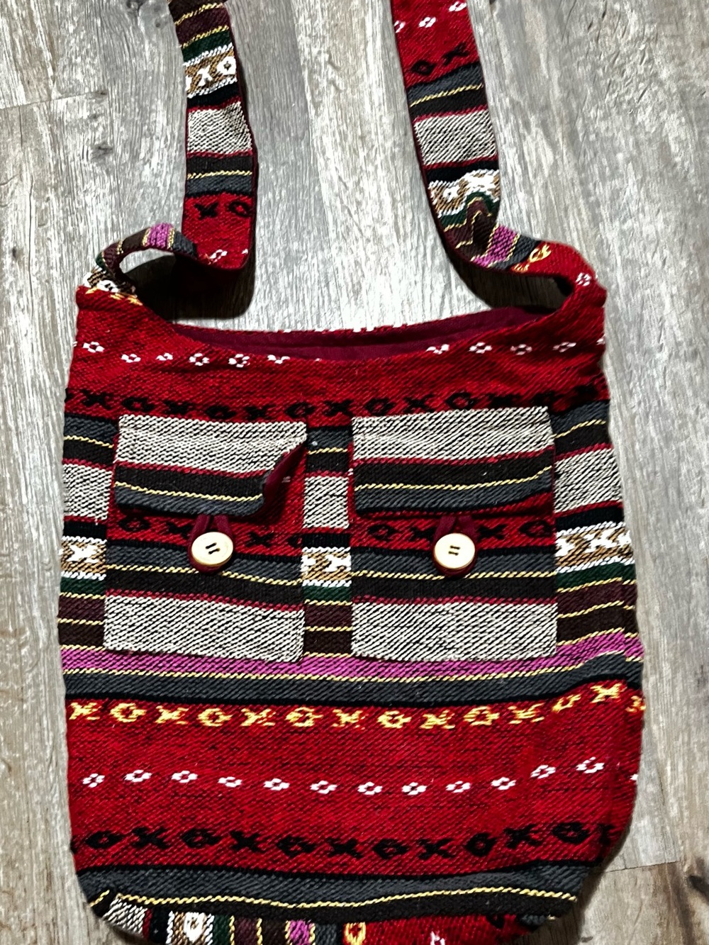 Handwoven Red Patterned Crossbody Bag